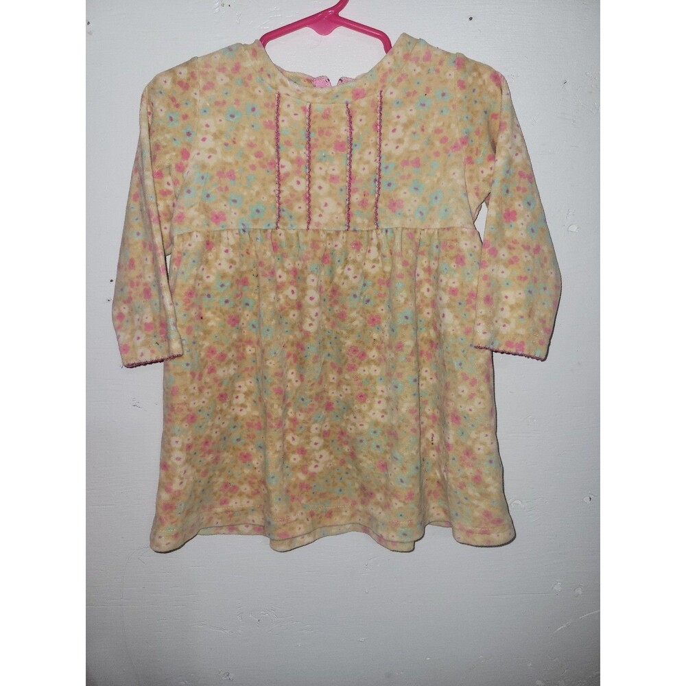 Vintage Hartstrings Floral Velour Long Sleeve Dress